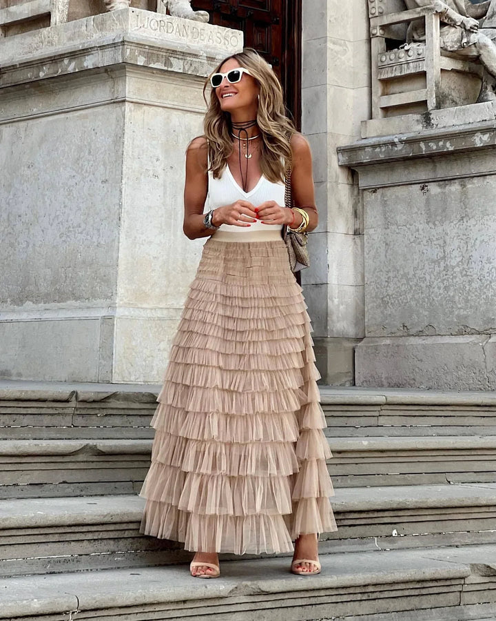 Célestine | Tulle Maxi Skirt with A-Line Fit and Airy Layers