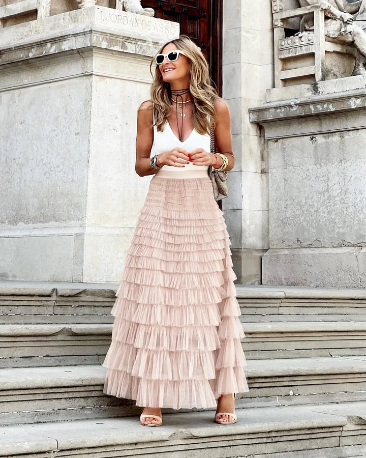 Célestine | Tulle Maxi Skirt with A-Line Fit and Airy Layers